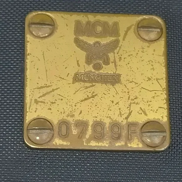 Authentic MCM Clutch Bag Black PVC Used Handbag Vintage On Sale - Picture 10 of 11